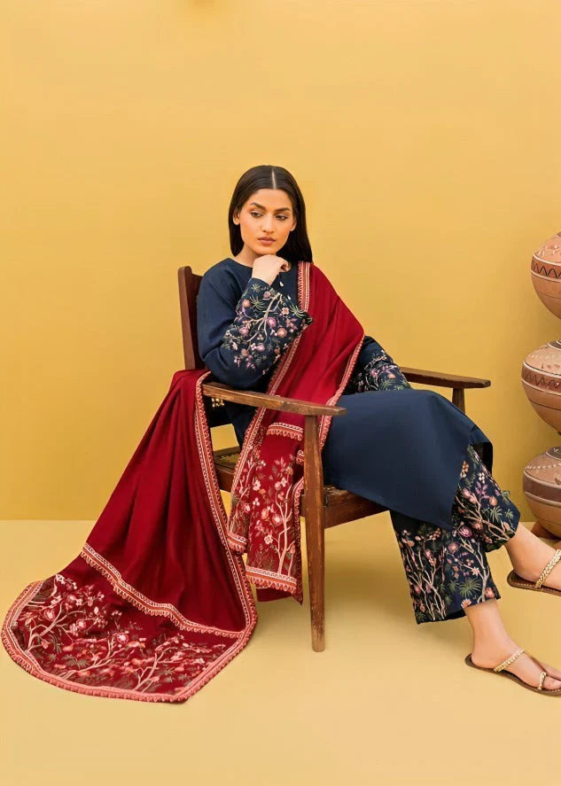 3 Piece - Embroidered Dhanak Suit (KASTOOR) | KR - 754
