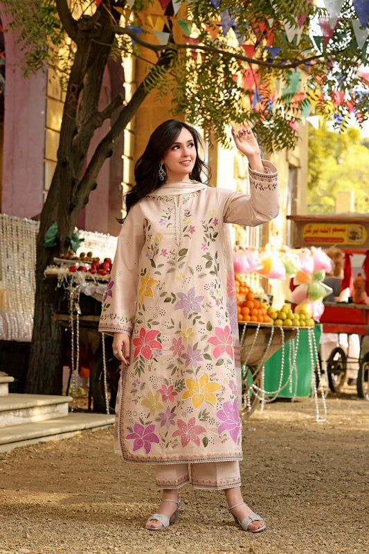 3 Piece - Aneelas Embroidered Lawn Suit (Summer Collection) | D-328