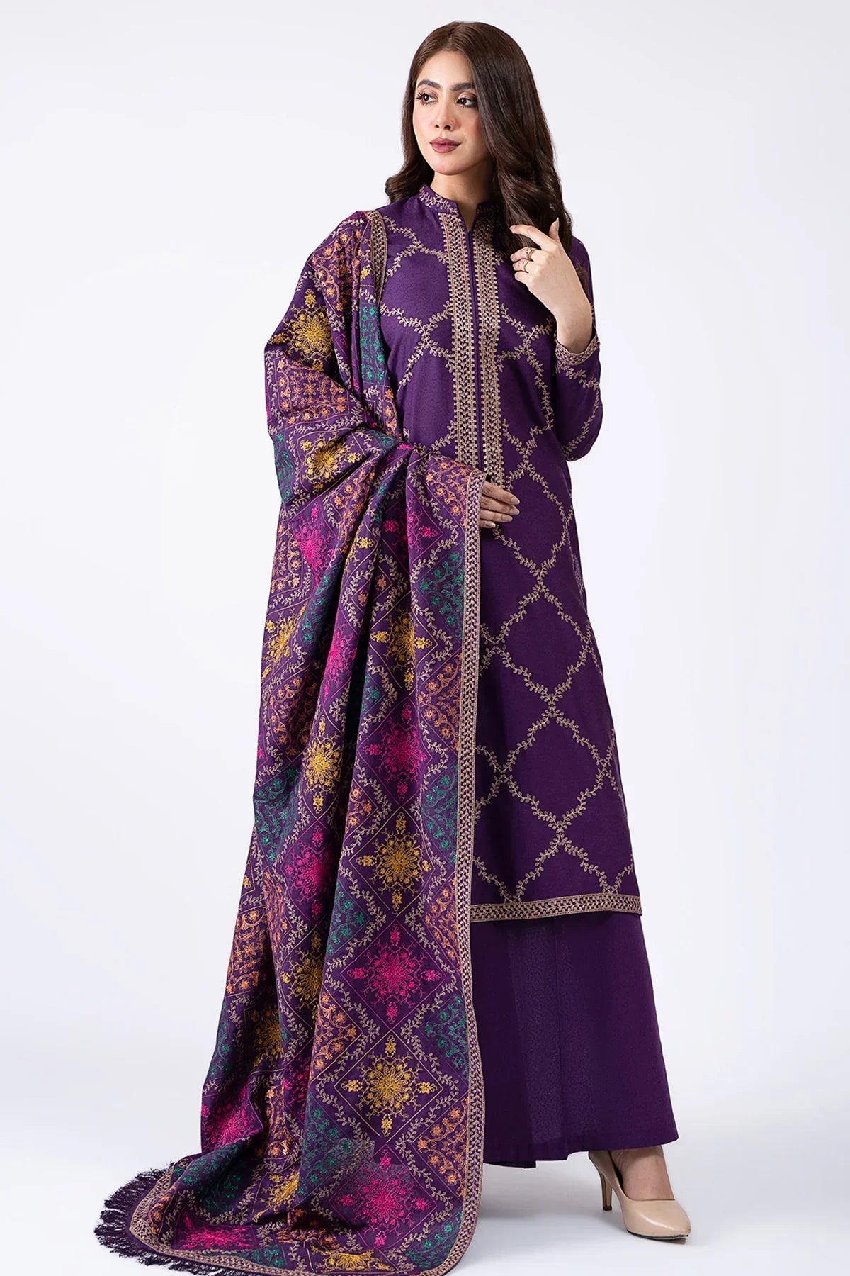 Sobia nazir Embroidered Dhanak Three Piece D-72