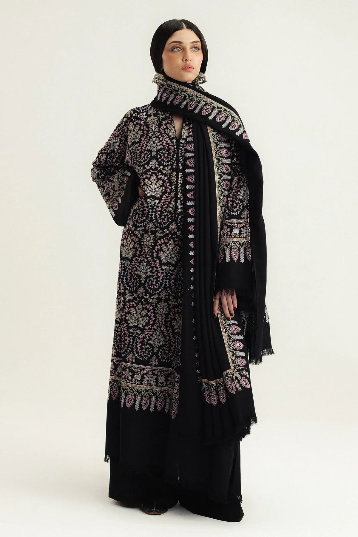 Coco Embroidered Dhanak Three Piece D-225