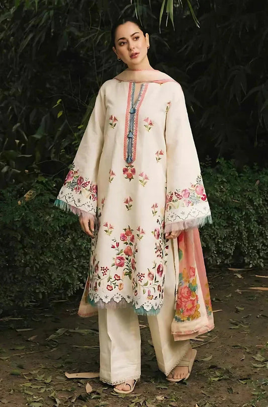 3 Piece - Dhanak Embroidered Suit (Zara Shahjahan) | SP - 020