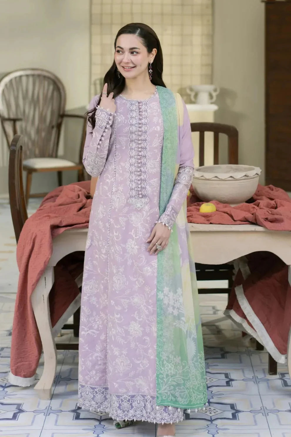Laam Embroidered Dhanak Three Piece laam-53