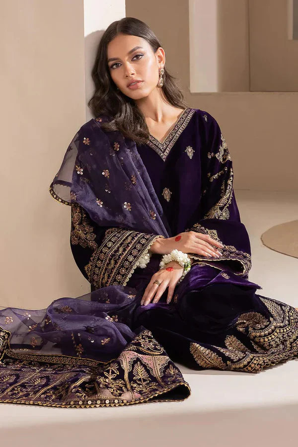 Bareeze BR-745 Velvet Embroidered 3pc