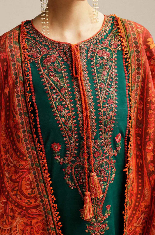 Hussain Rehar - 3PC Lawn Embroidered Suit - B 02
