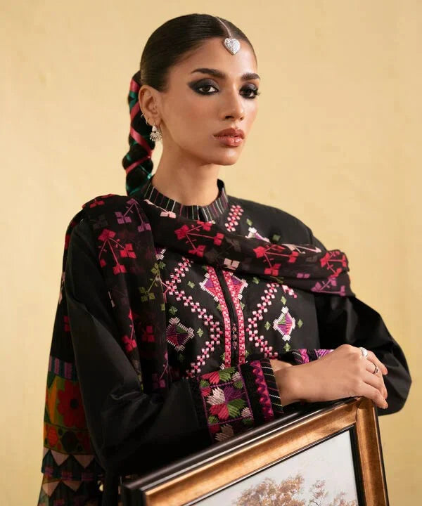 sapphire Embroidered Dhanak Three Piece D-69
