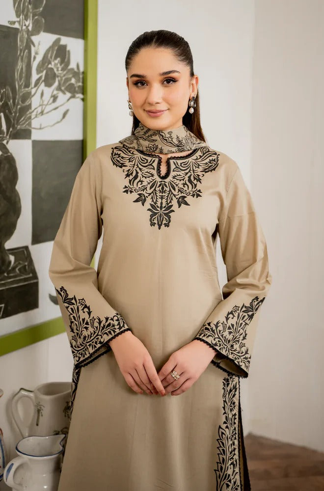3 Piece - Dhanak Embroidered Suit (Garnet) | SP -746