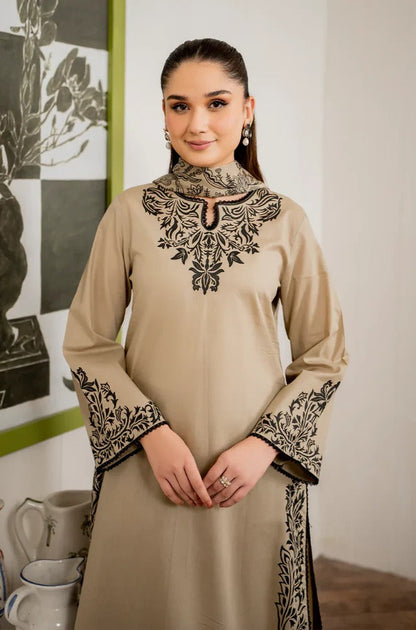 3 Piece - Dhanak Embroidered Suit (Garnet) | SP -746