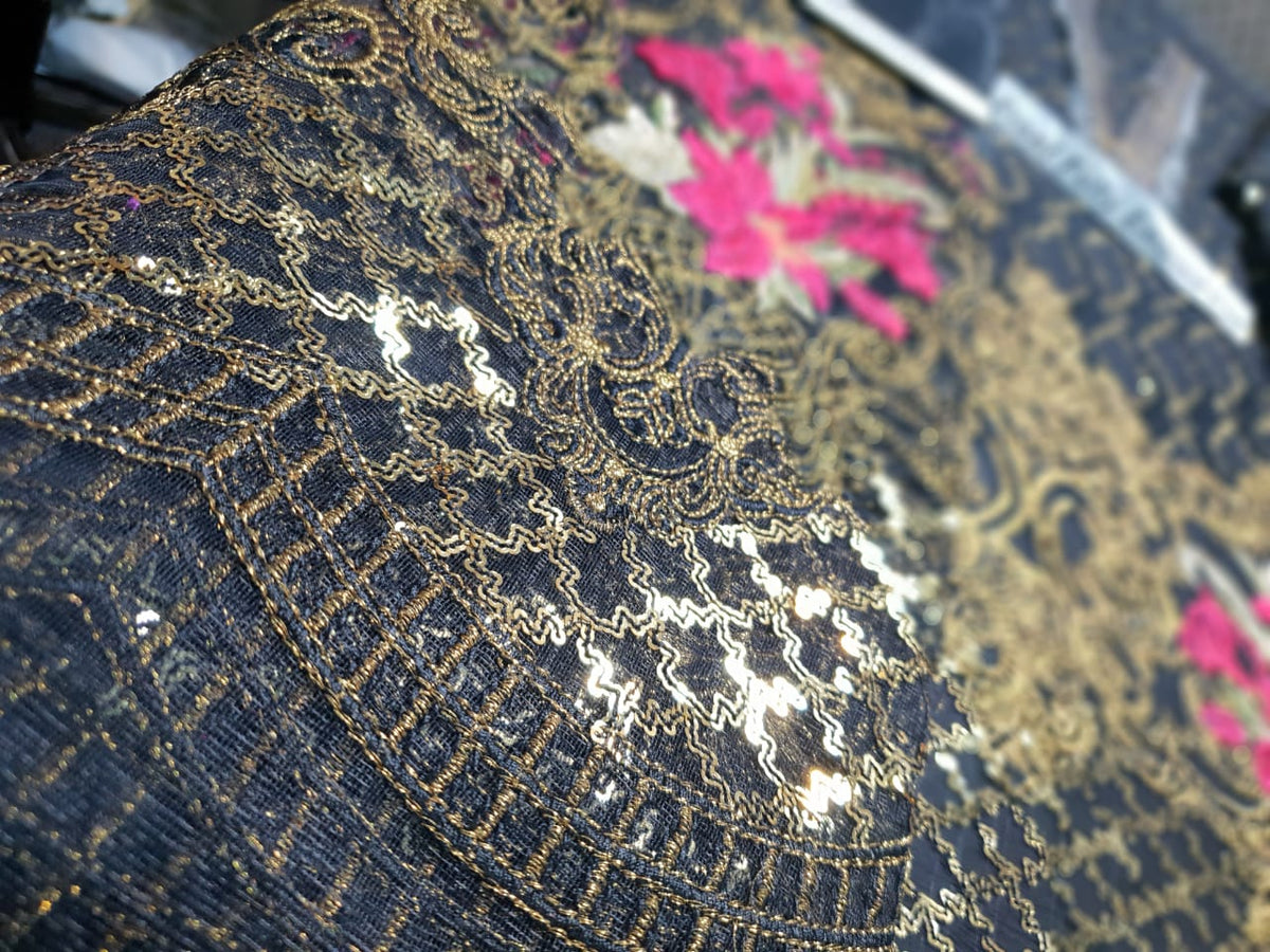 Jazmin Elam Unstitched Pure Chiffon Collection Embroidered Two Piece Shirt & Duppata