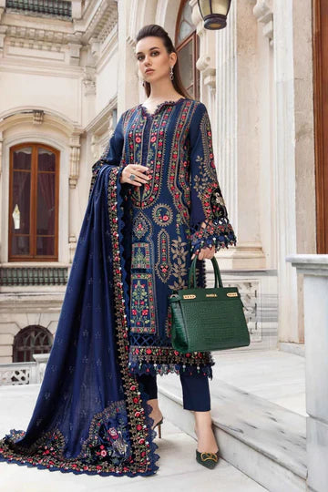 Maria.B- Winter 3PC Dhanak Embroidered Suit- D 77