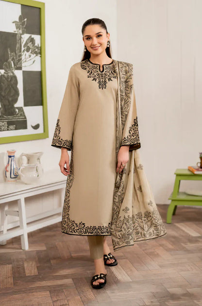 3 Piece - Dhanak Embroidered Suit (Garnet) | SP -746