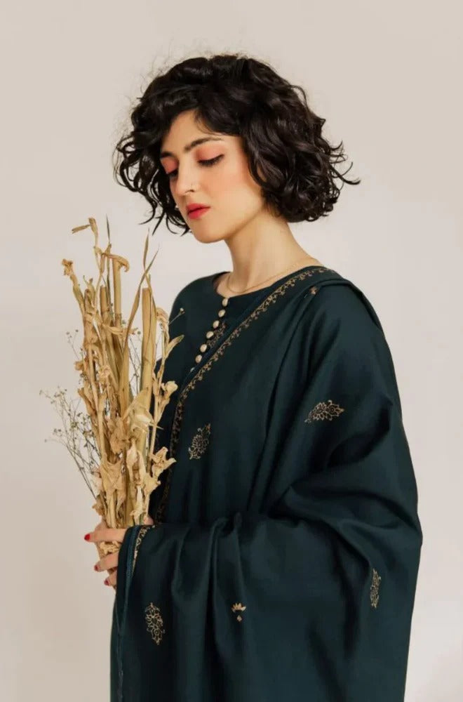 3 Piece - Dhanak Embroidered Suit (Kastoor) | SP - 024