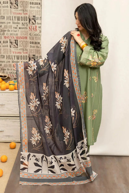 3 Piece - Embroidered Dhanak Suit (Urge) | UR - 721