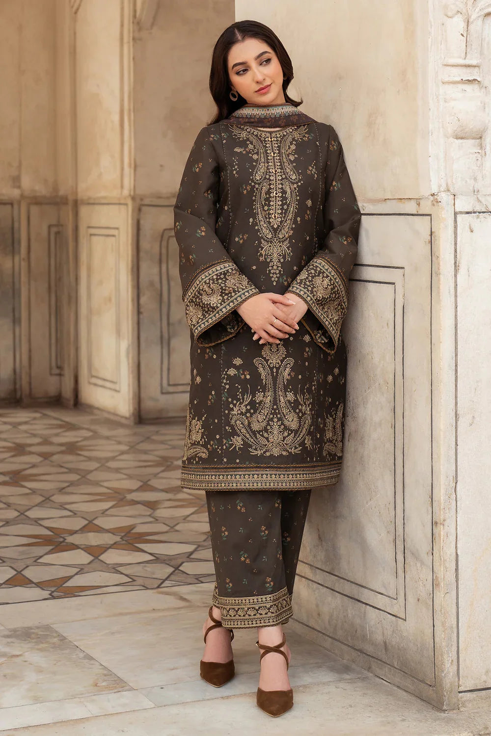 3 Piece - Embroidered Premium Dhanak (Jazmin) Suit | SP - 42