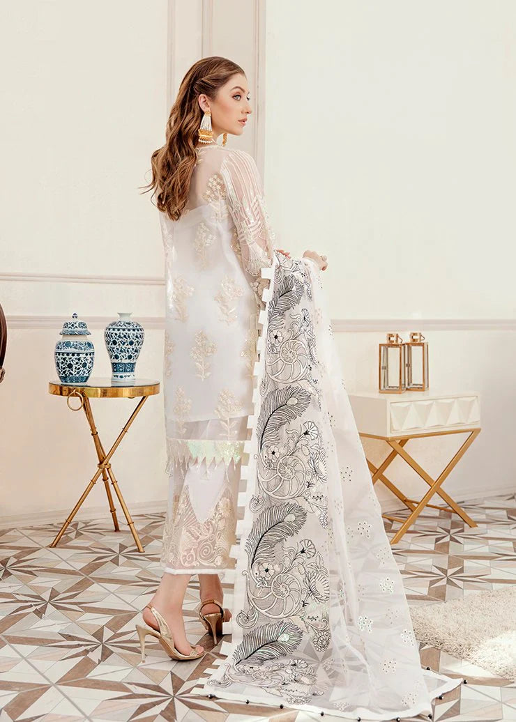 Afroza Design#`48 Organza Lawn inner Embroidered 3 pc