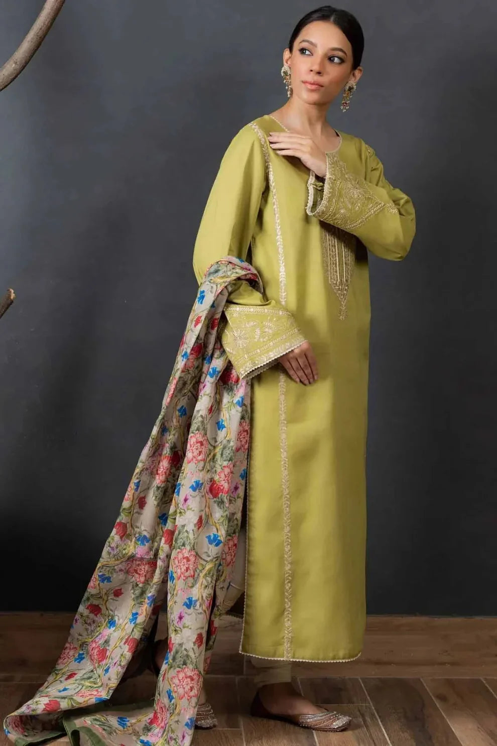 3 Piece - Zellbury Lime Unstitched Embroidered Suit | SP - 31