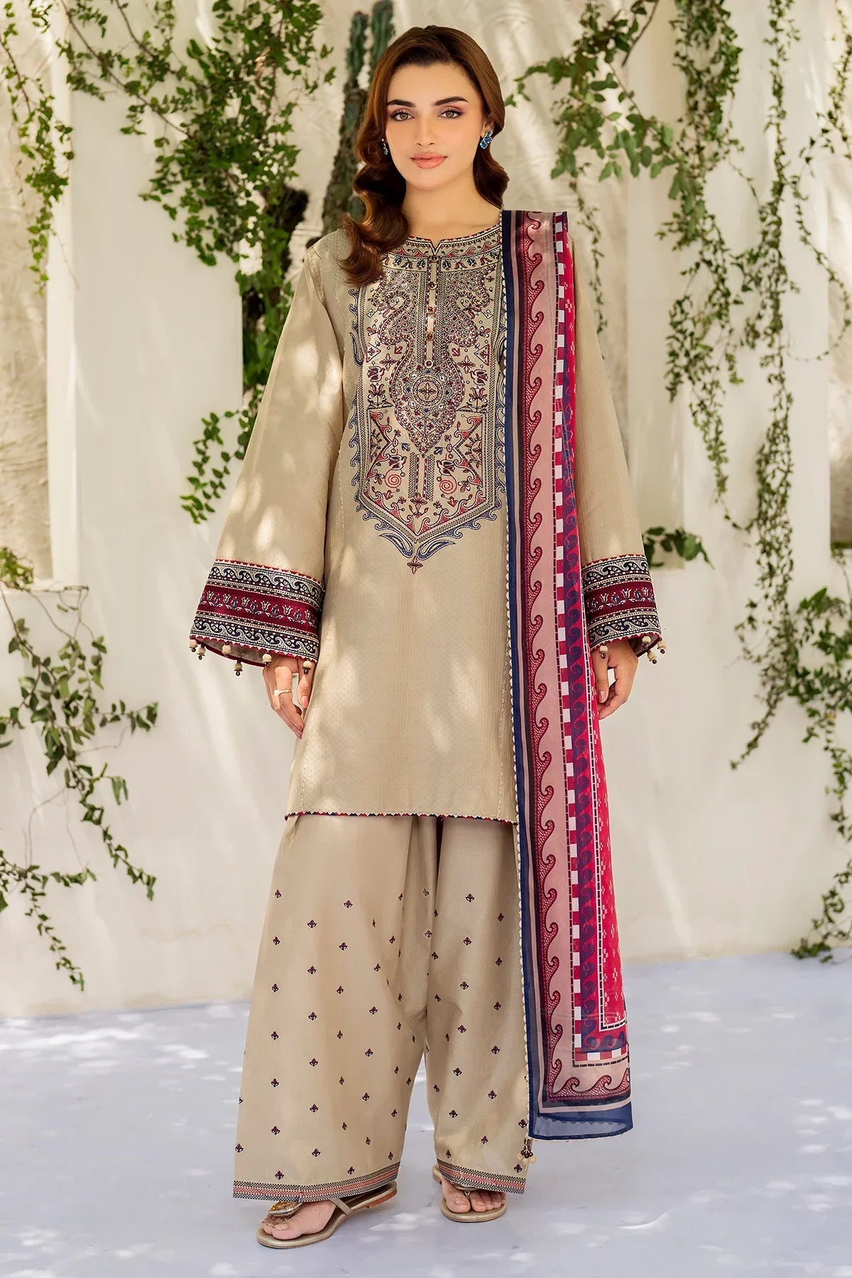 jazmin Embroidered three piece suit D-303