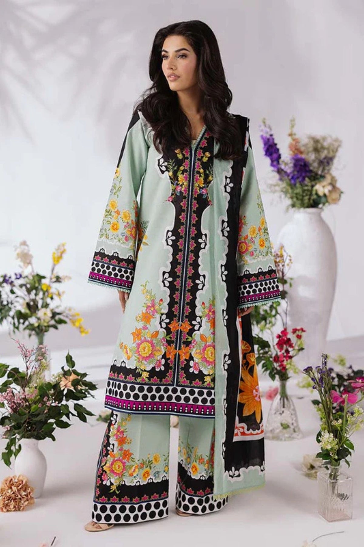 COCO BY ZARA SHAHJAHAN Printed three piece suit D-298