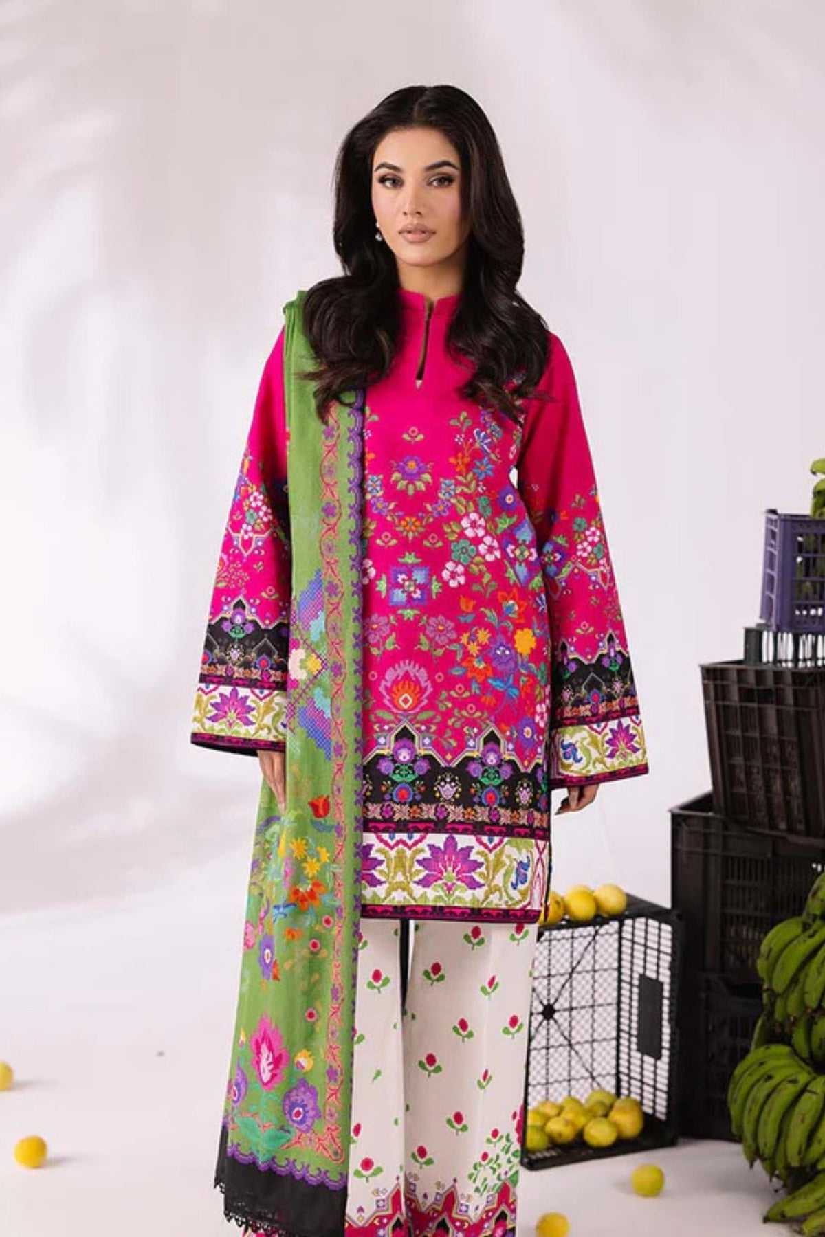 COCO BY ZARA SHAHJAHAN Printed three piece suit D-299