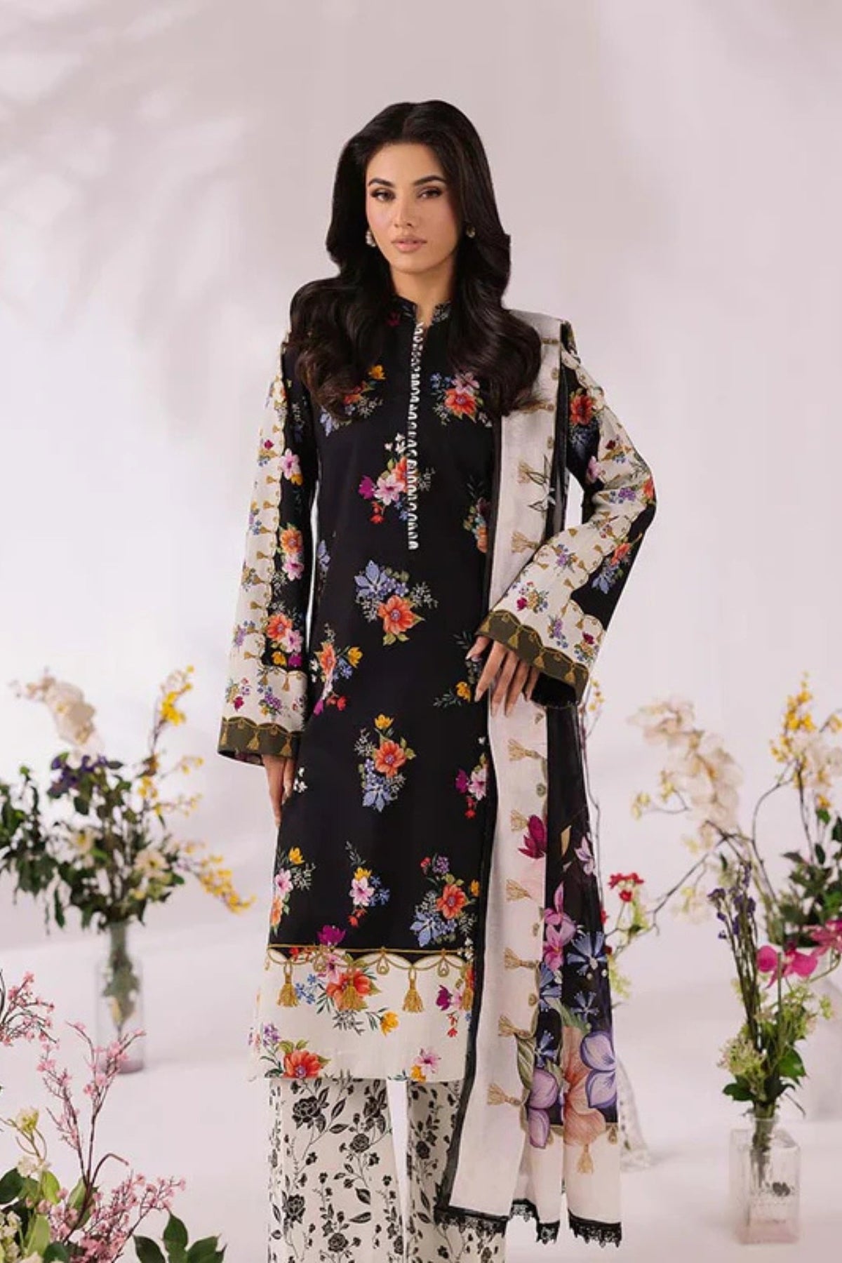COCO BY ZARA SHAHJAHAN Printed three piece suit D-290