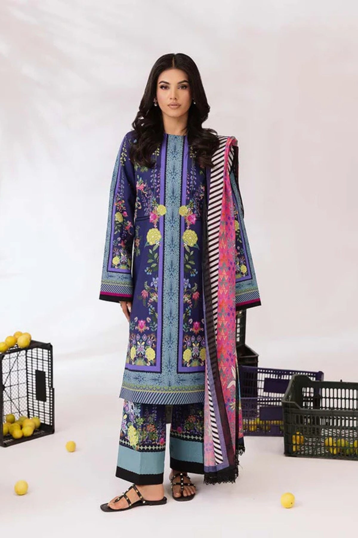 COCO BY ZARA SHAHJAHAN Printed three piece suit D-292