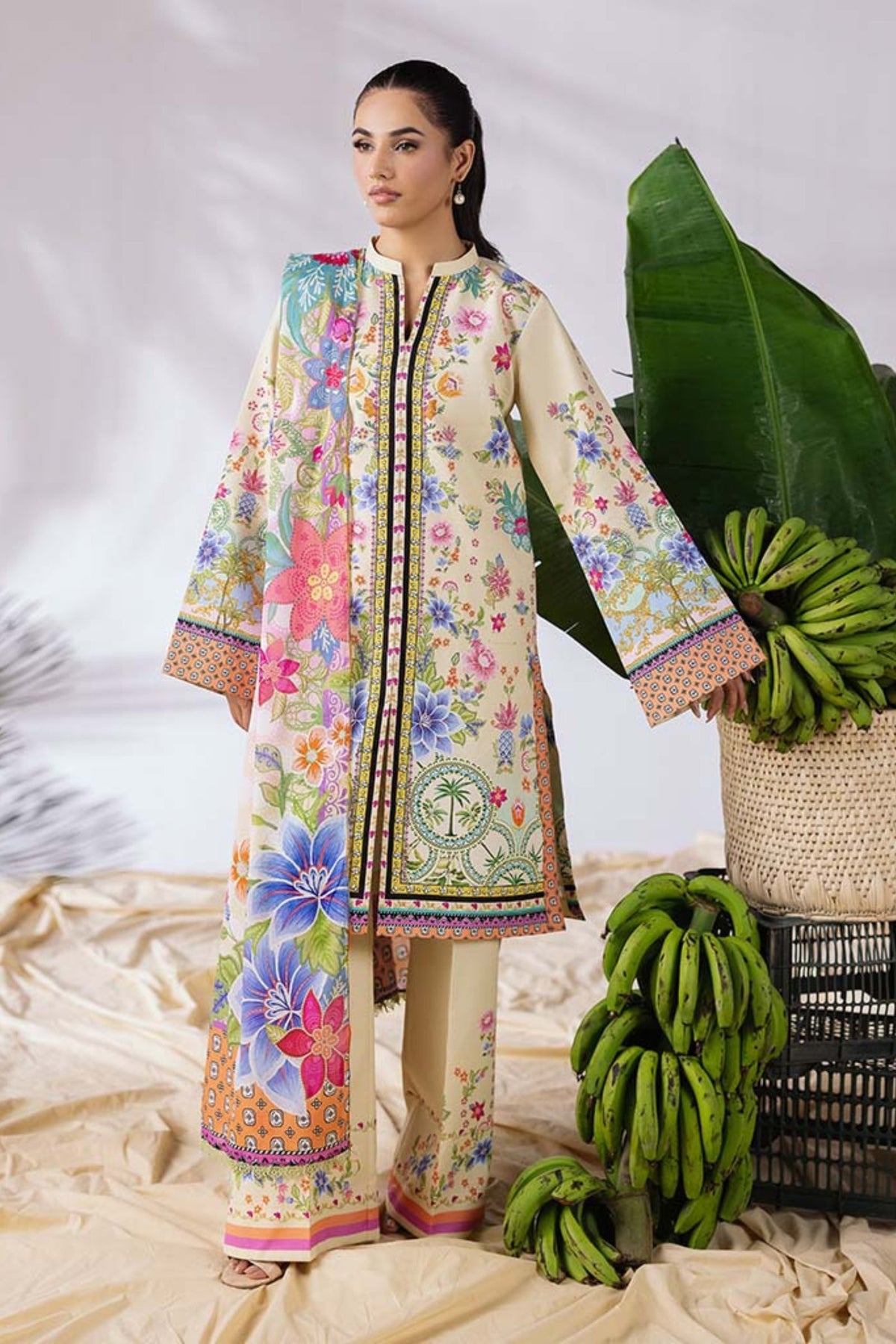 COCO BY ZARA SHAHJAHAN Printed three piece suit D-293