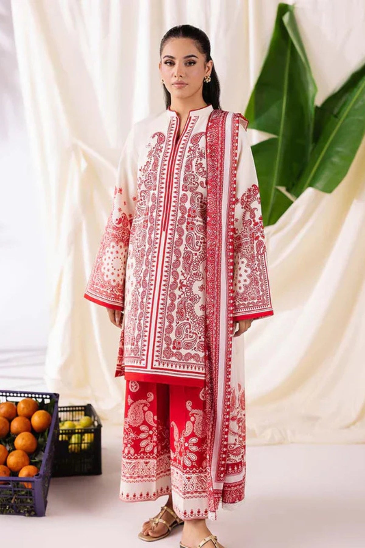 COCO BY ZARA SHAHJAHAN Printed three piece suit D-296