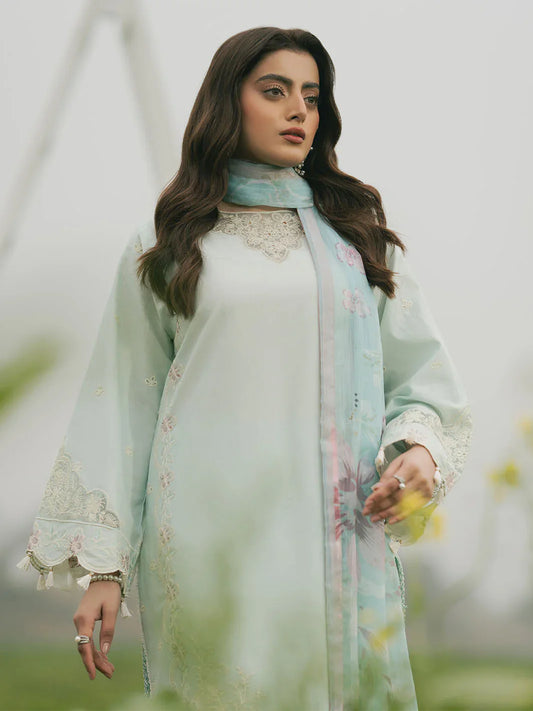 3 Piece - Iznik Embroidered Lawn Suit (Summer Collection) | D-329