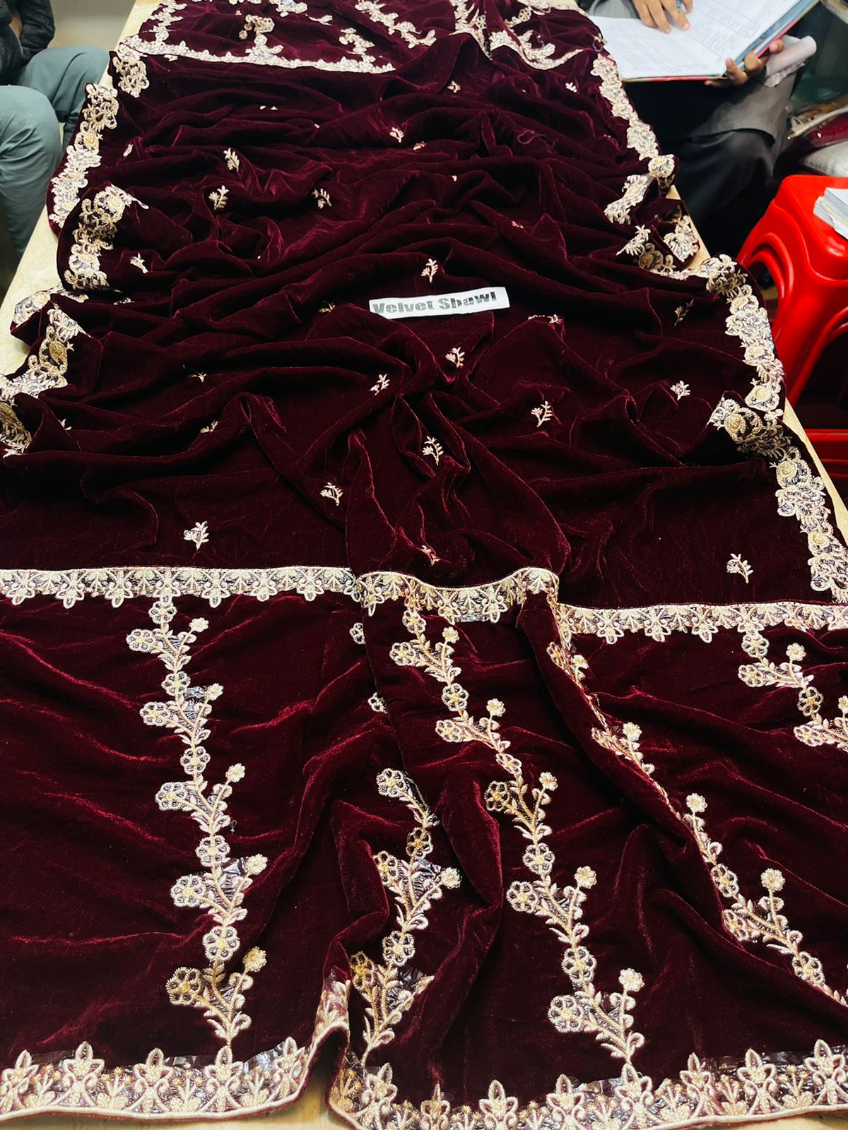 3 Piece - Embroidered Velvet Suit With Velvet Shawl | FCC ZC - 111
